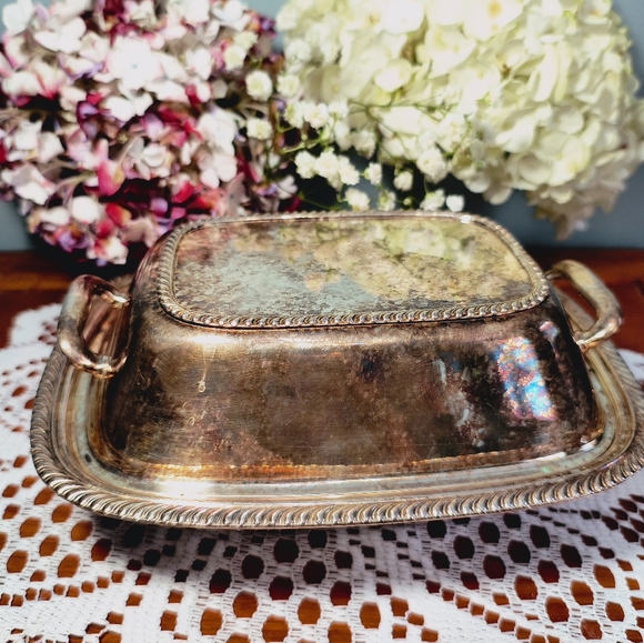 Butter dish, FIESTA ONEIDA silver, with lid and handle.  Antique, rare.  Observa - Picture 16 of 17